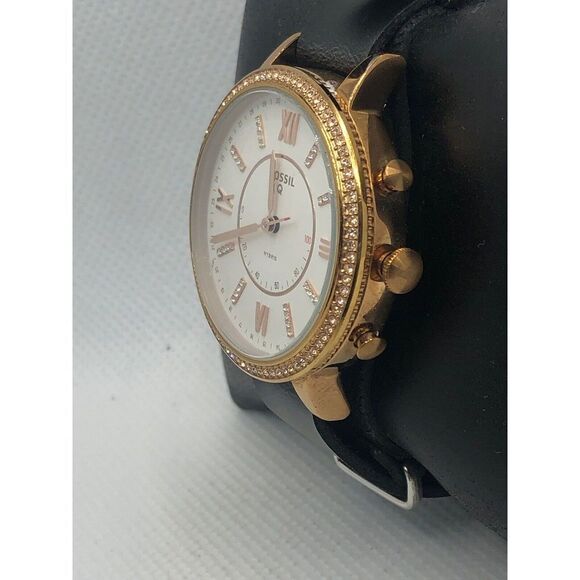 Fossil Q FTW5011 Womens Black Leather Analog White Dial Hybrid Smart Watch HK286 - Picture 2 of 9